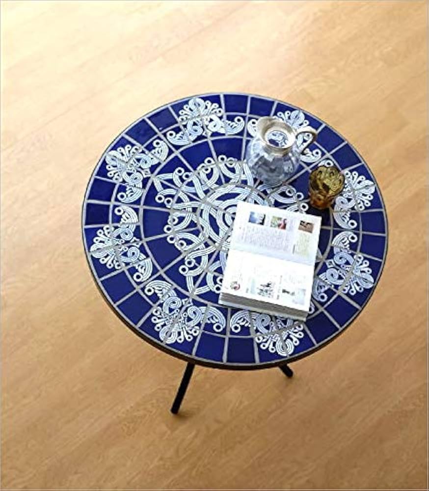 かわいい！おしゃれ！モザイクタイル ローテーブル　ブルー かわいい！おしゃれ！モザイクタイル ローテーブル ブルー